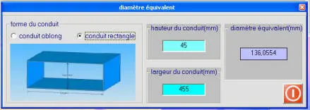 fenetre de diametre équivalent dans MECAFLUX